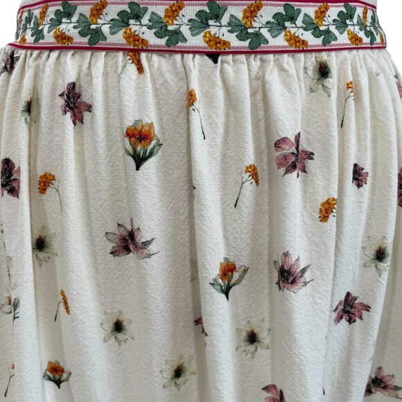 Max Studio Floral Midi Skirt Cottagecore Boho Prairie Botanical Print Pockets L - Picture 7 of 9